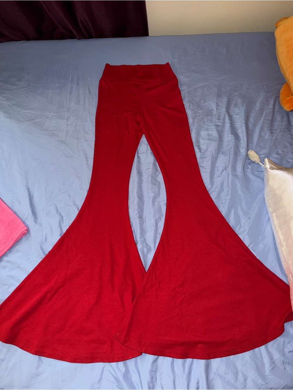 Kids Red Bell-Bottom Joggers - Flared Sweatpants